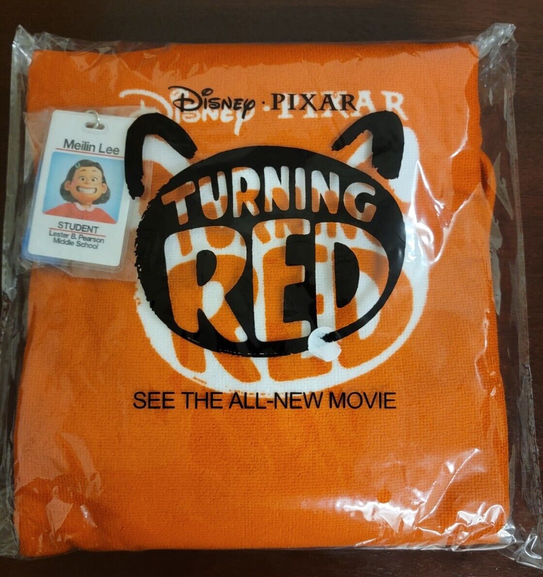 (New) Official Disney Pixar Turning Red Hooded Poncho with Meilin Lee Badge