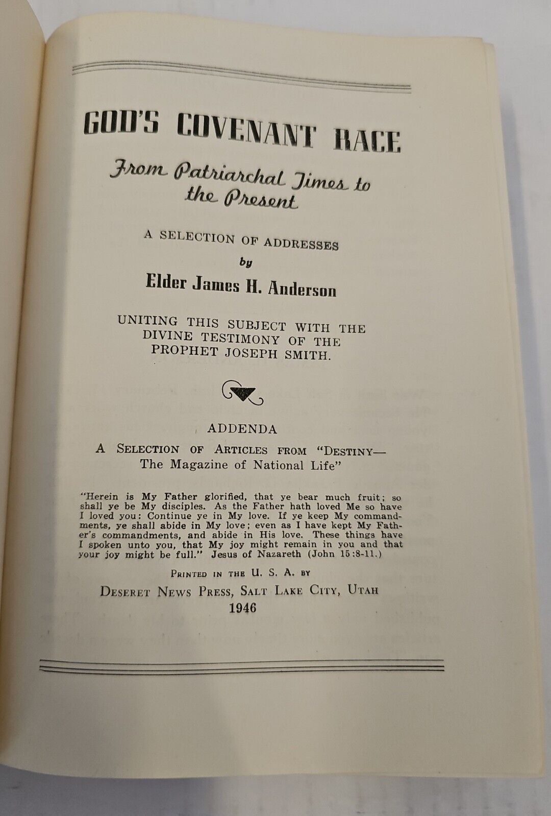 God's Covenant Race by James H. Anderson 1946 Hardcover w Dust Jacket