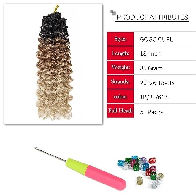 (5pk)GoGo Curl Crochet Hair 18inch Deep Wave Braiding hair Extensions(1B/27/613)