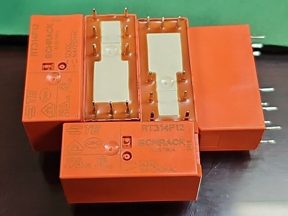 (Lot Of 5) TE/Schrack RT314F12 General Purpose Relays SPDT 12VDC / 16A 250Vac