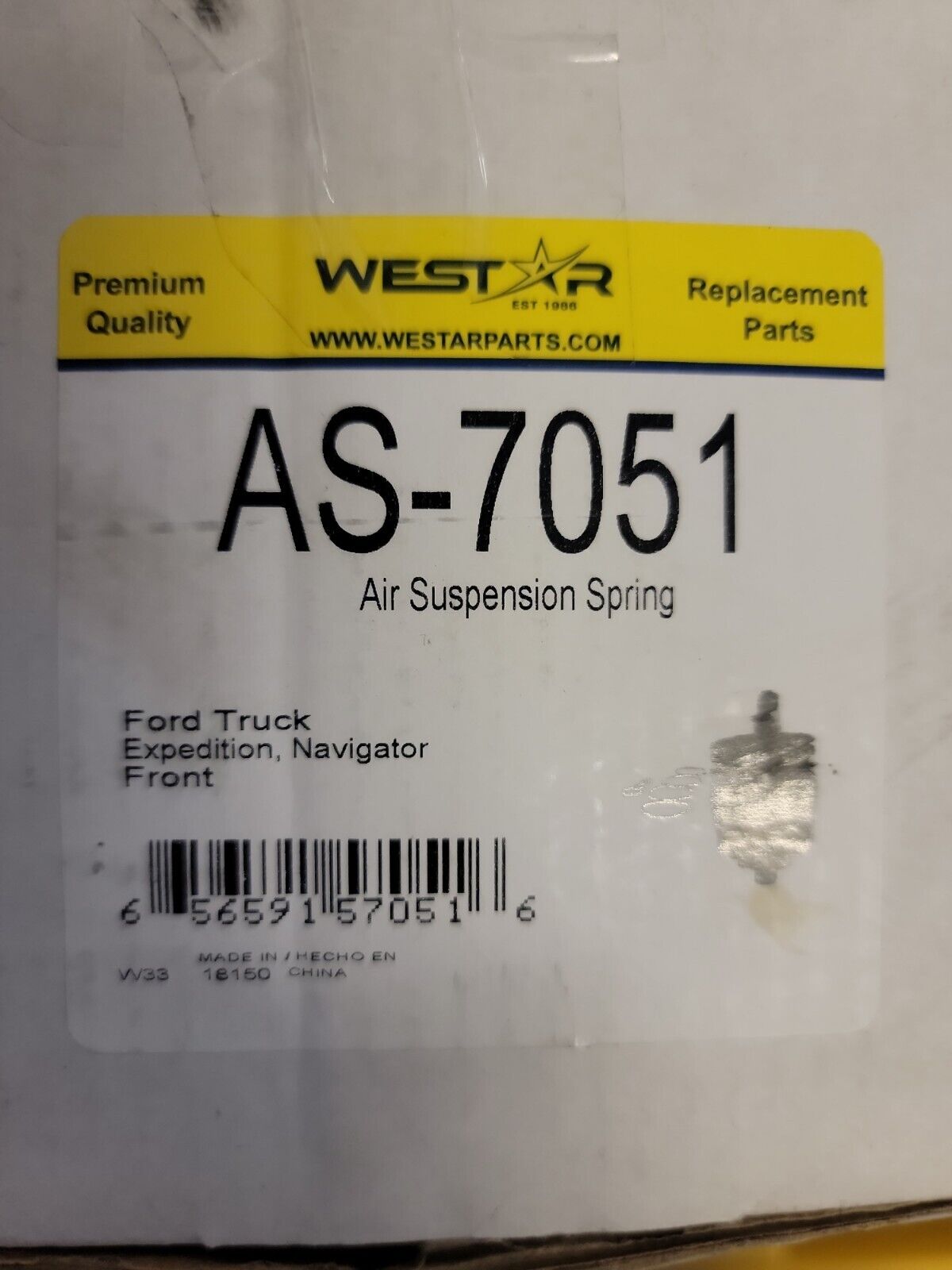 (New) Westar AS-7051 Front Air Spring. Fits Ford Expedition 2003-2006