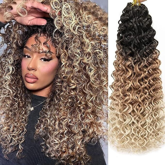 (5pk)GoGo Curl Crochet Hair 18inch Deep Wave Braiding hair Extensions(1B/27/613)