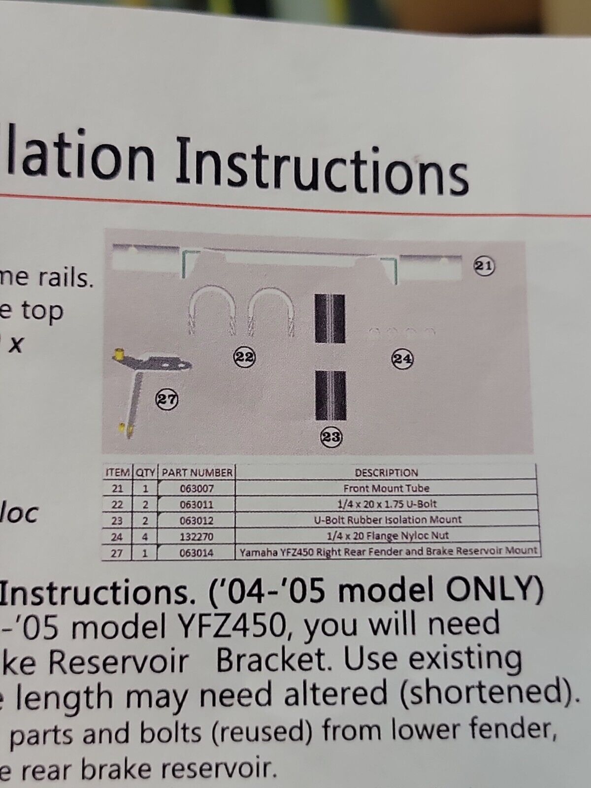 (New) HOUSER PRO BOUNCE Parts YFZ450(not a complete kit. Parts only. See Desc.)