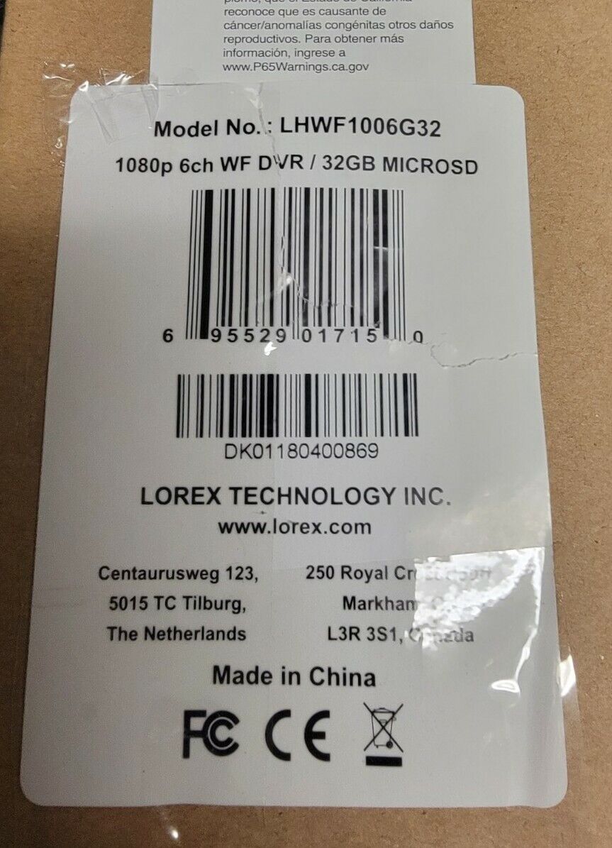 (New, Unopened) LOREX LHWF1006G32, 6 CH, 1080p, WF Wireless, DVR 32GB