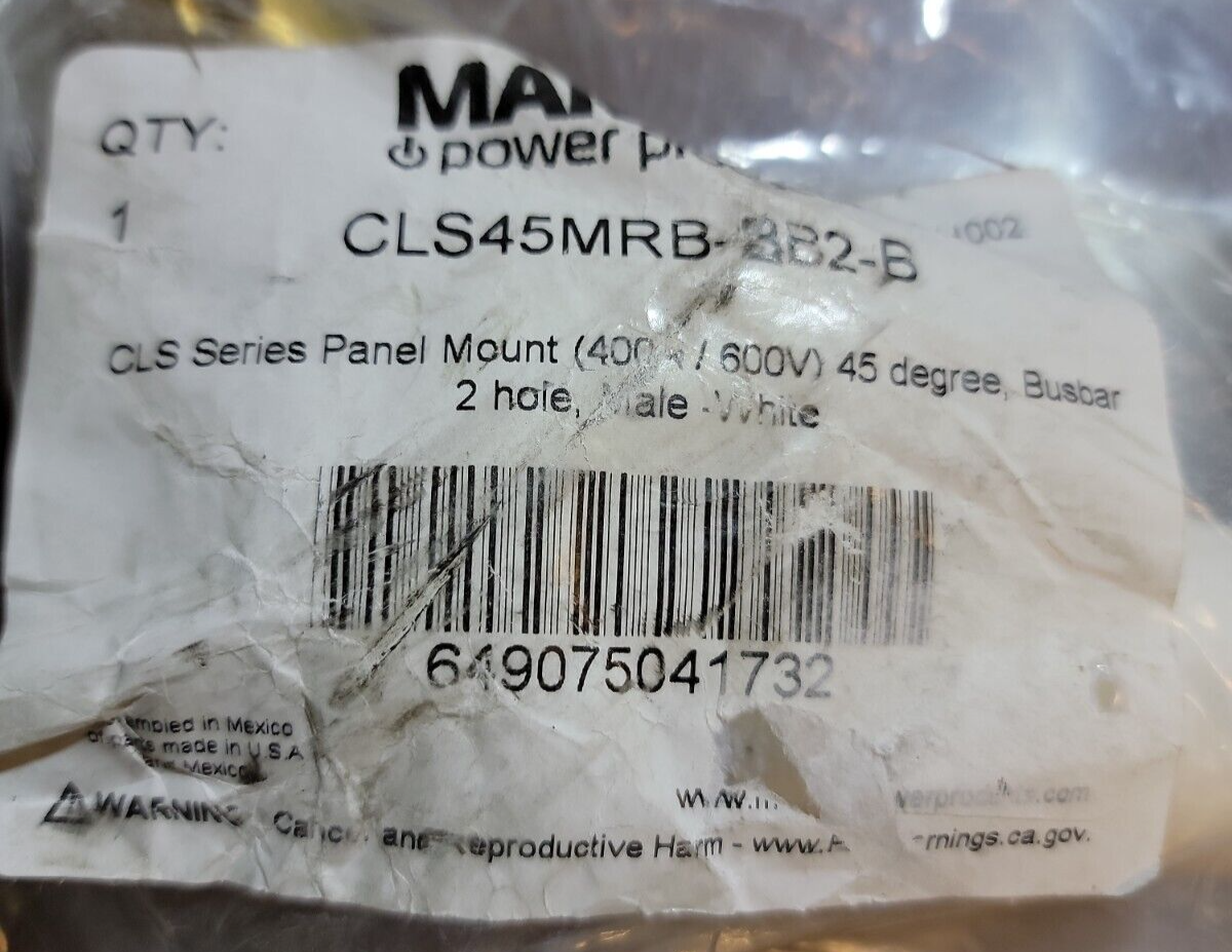 (NEW) Marinco CLS45MRB-BB2-B CLS Series 45 Degree Panel Mount(400A/600V)