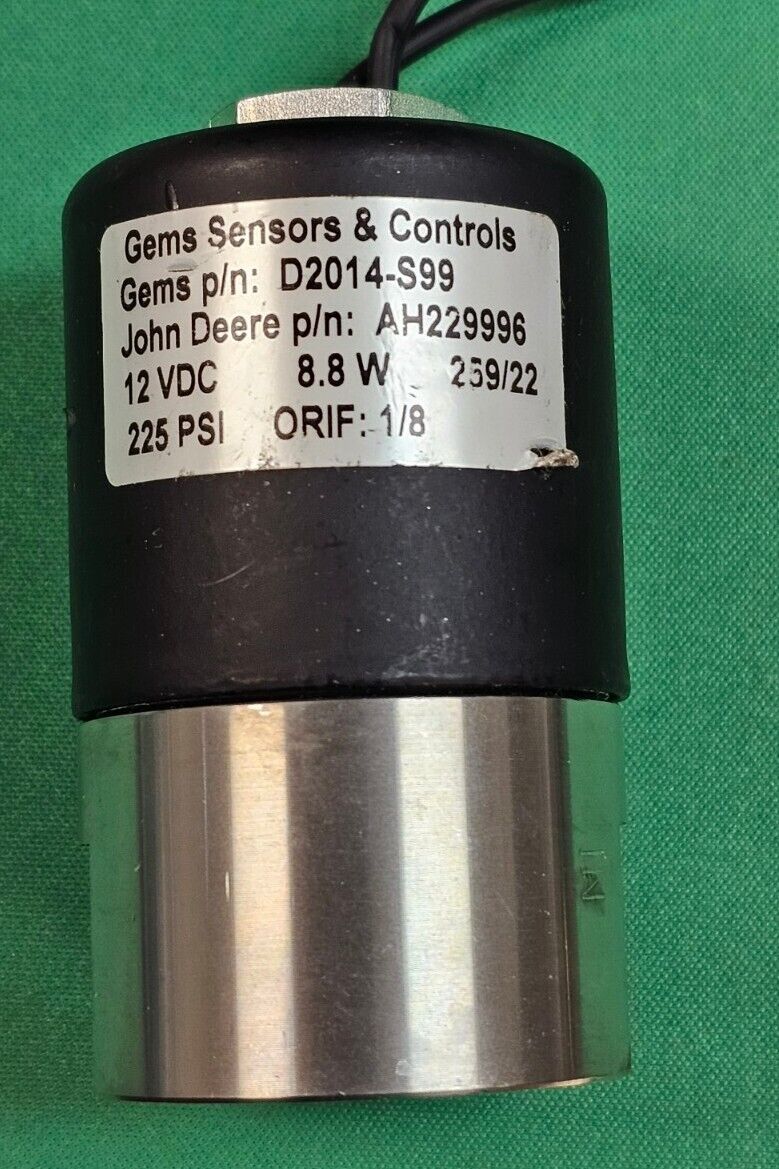 (New)John Deere AH229996 Solenoid Valve 12VDC 225PSI 8.8W 1/8" (Fits Combines)