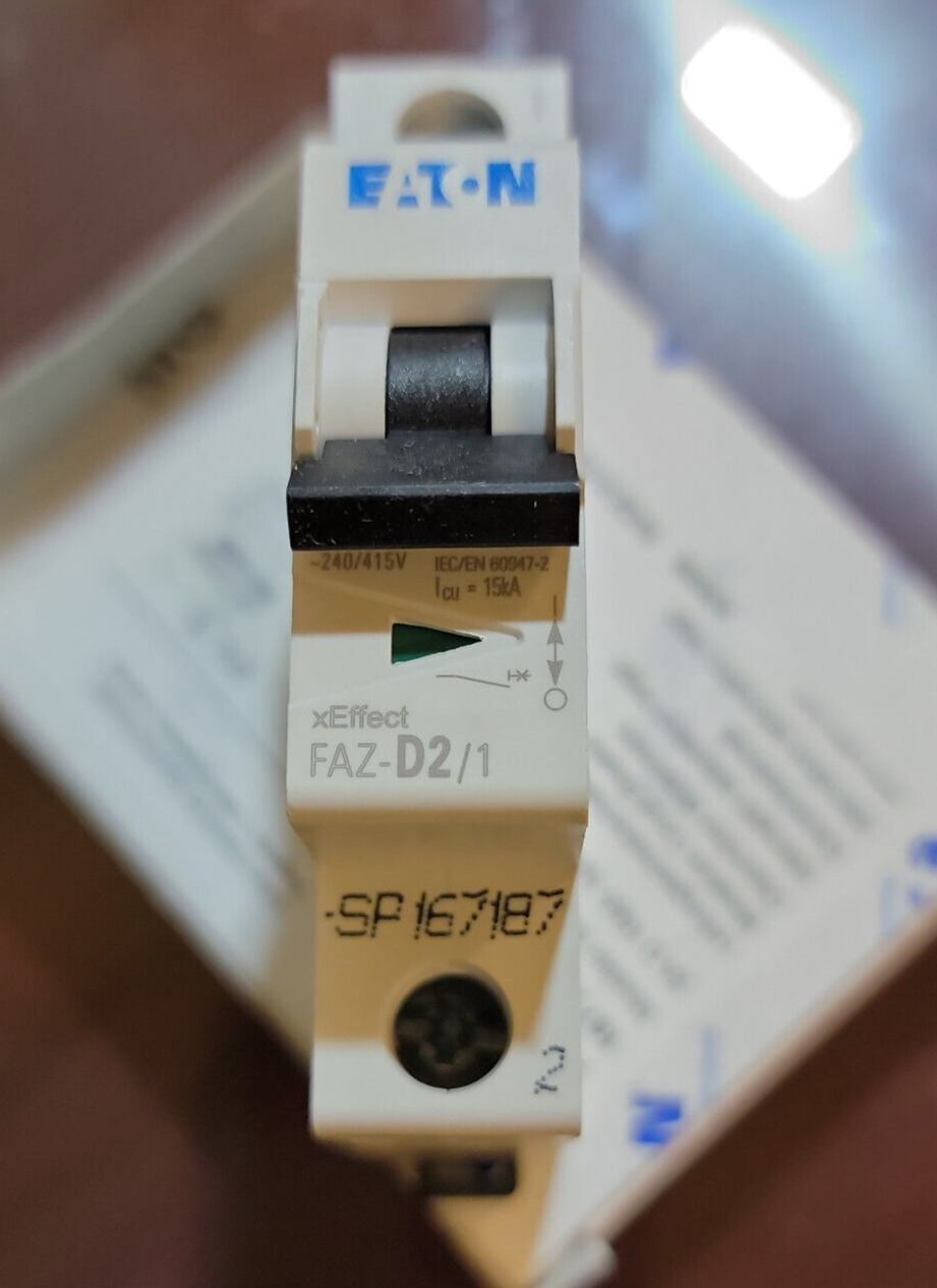 (NEW) Eaton FAZ-D2/1-SP DIN Rail Circuit Breaker 2A 277V AC 1 Pole