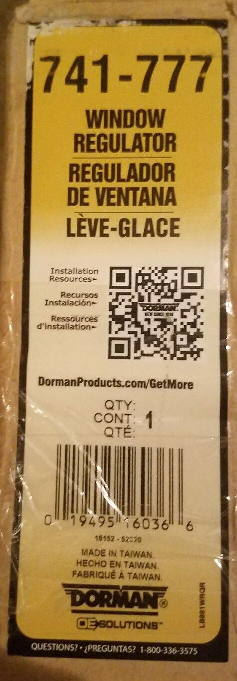 Power Window Motor and Regulator DORMAN 741-777  fits 95-99 Nissan Sentra FL