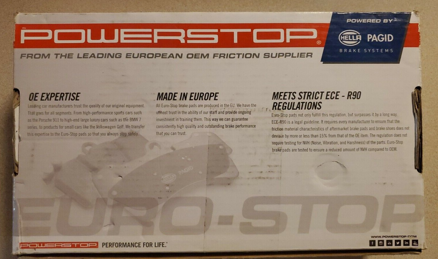 Power Stop Euro-Stop Semi-Metallic. Fits A4, A6, Passat 00-06 Disc Brake Pads